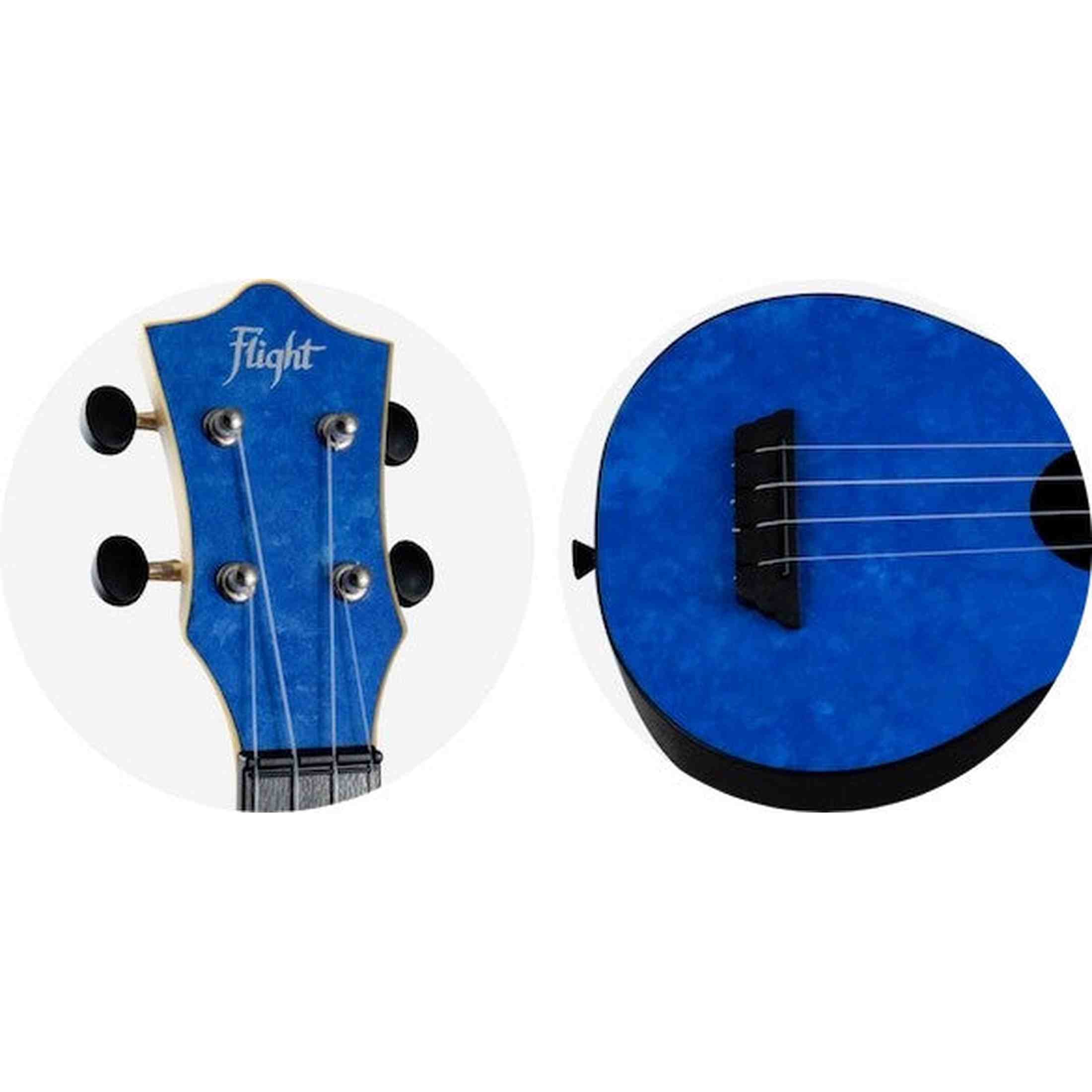 Flight TUS-65 SAPPHIRE Soprano Ukulele met Linden Top, ABS Body en Sapphire Blue Afwerking