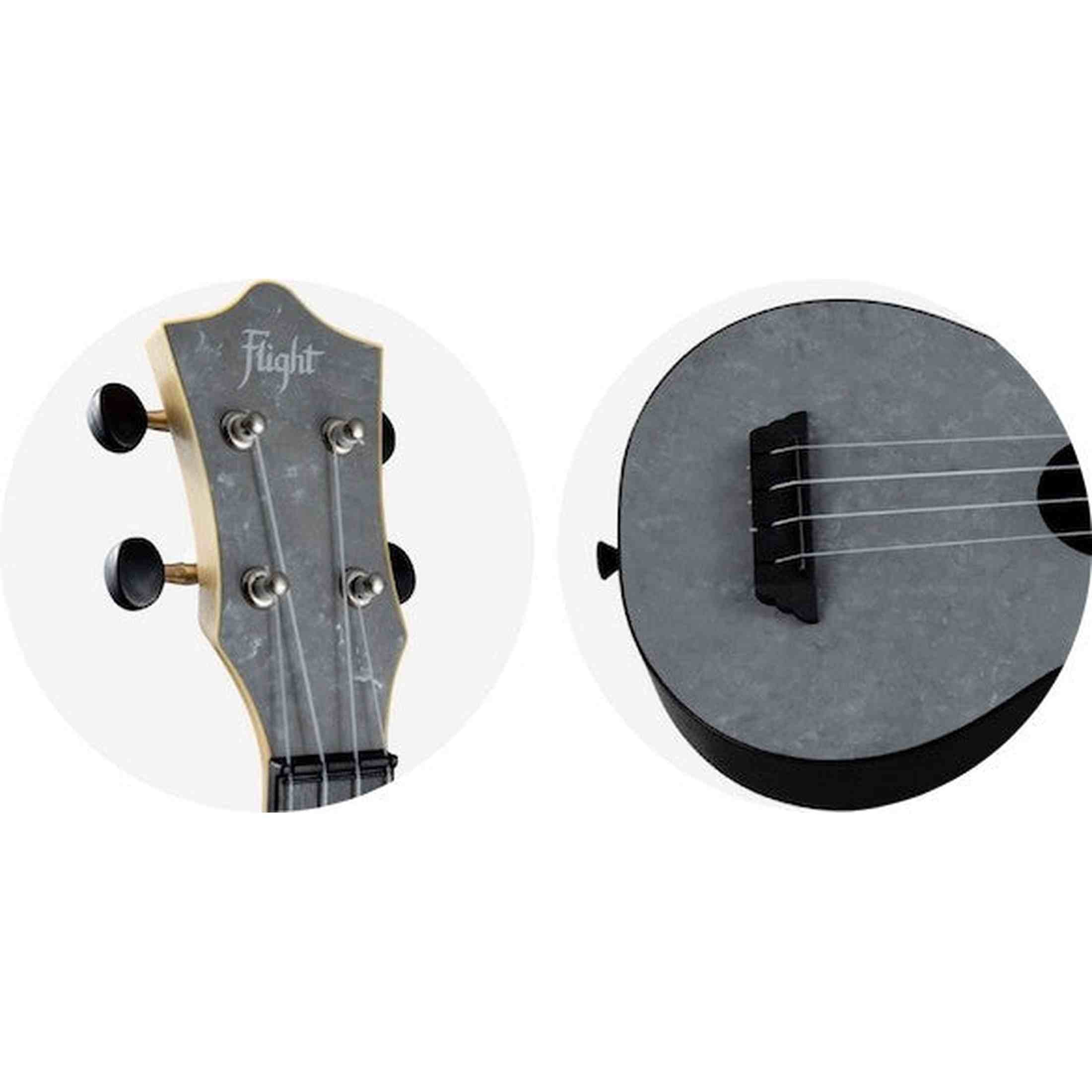 Flight TUS-65 SILVER Soprano Ukulele met Linden Top, ABS Body en Silver Afwerking