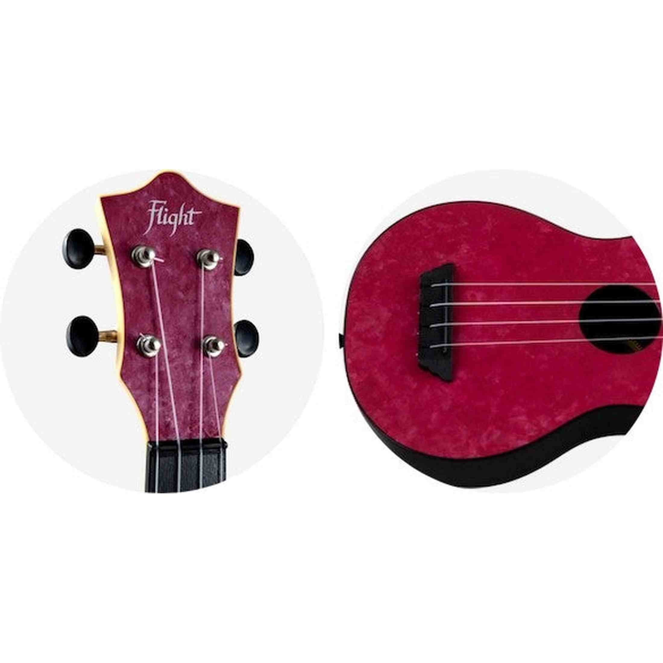 Flight TUS-65 RUBY Soprano Ukulele met Linden Top, ABS Body en Ruby Red Afwerking