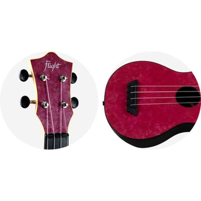 Flight TUS-65 RUBY Soprano Ukulele met Linden Top, ABS Body en Ruby Red Afwerking