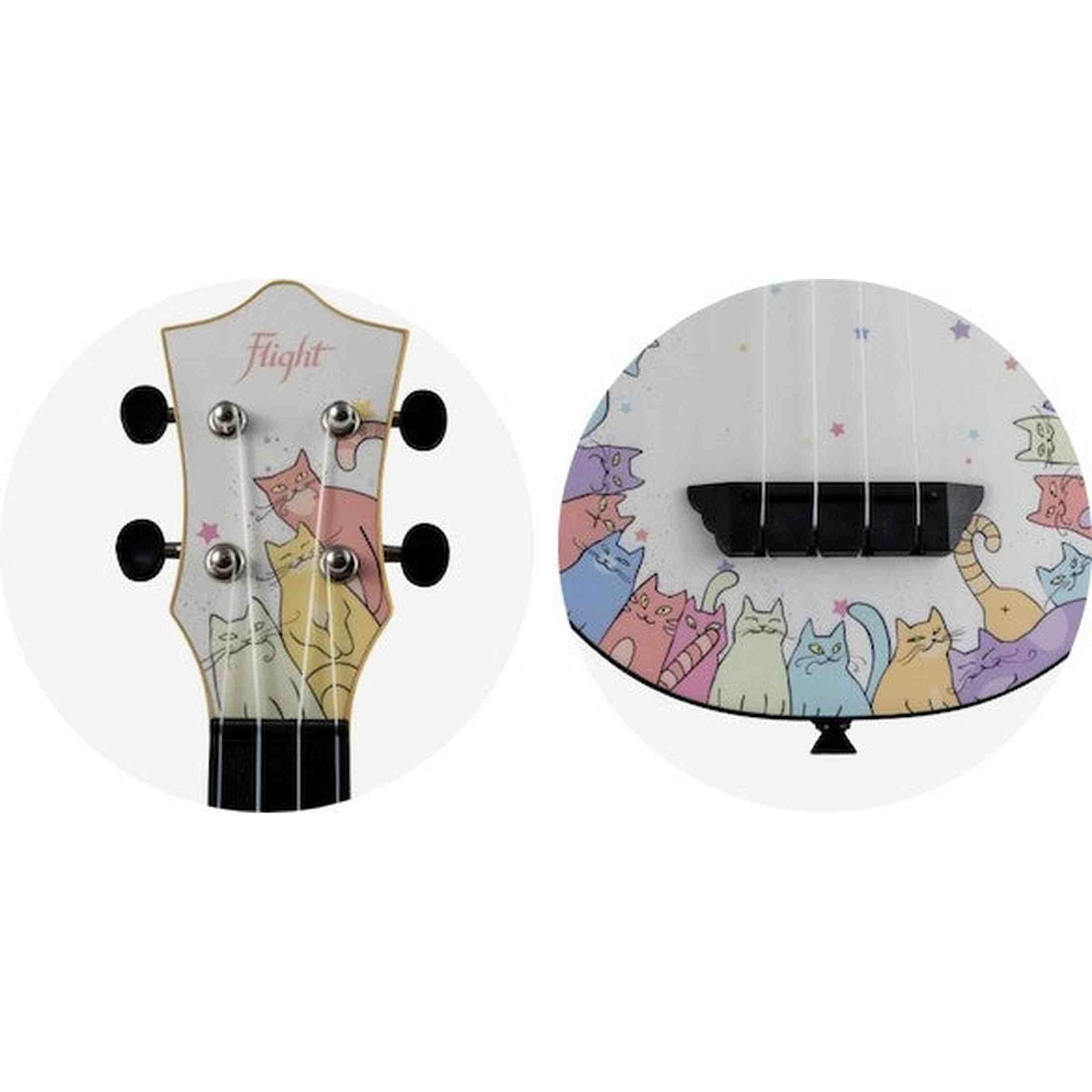 Flight TUS40 Kitty Travel Ukulele Soprano met Linden Top en ABS Body