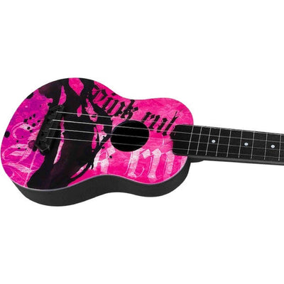 Flight UTS-40 PINK RULES Ultra Travel Soprano Ukulele met Polycarbonate Body en Fluorocarbon Snaren