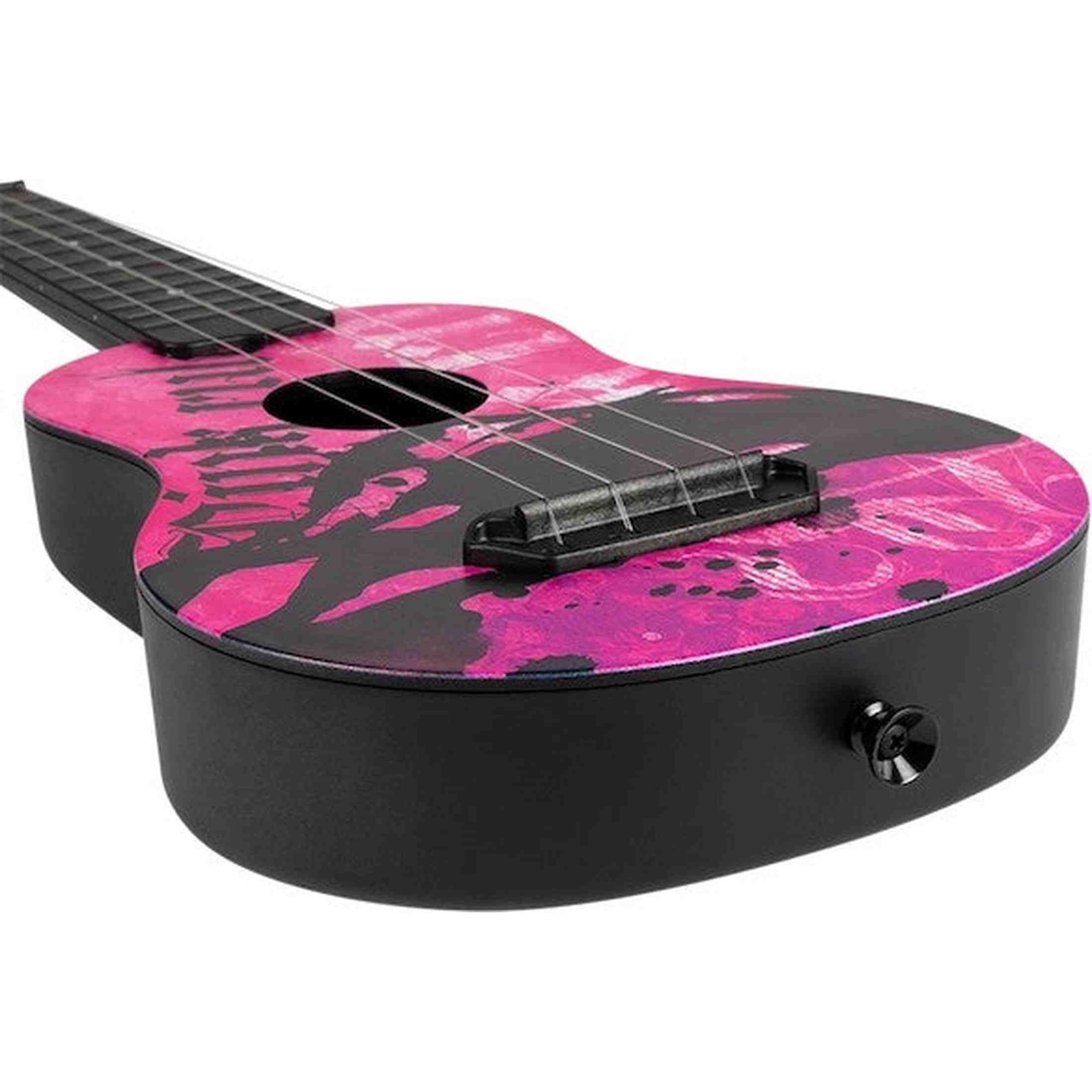 Flight UTS-40 PINK RULES Ultra Travel Soprano Ukulele met Polycarbonate Body en Fluorocarbon Snaren