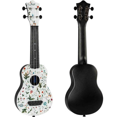 Flight UTS-40 FLOWER Ultra Travel Soprano Ukulele met Polycarbonate Body en Fluorocarbon Snaren