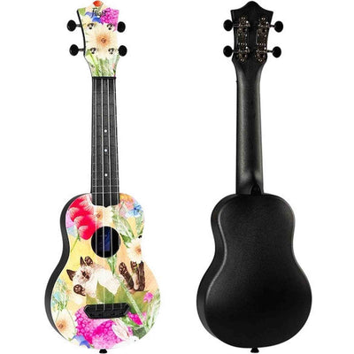 Flight UTS-42 SUMMER CAT Ultra Travel Soprano Ukulele met Polycarbonate Body en Fluorocarbon Snaren