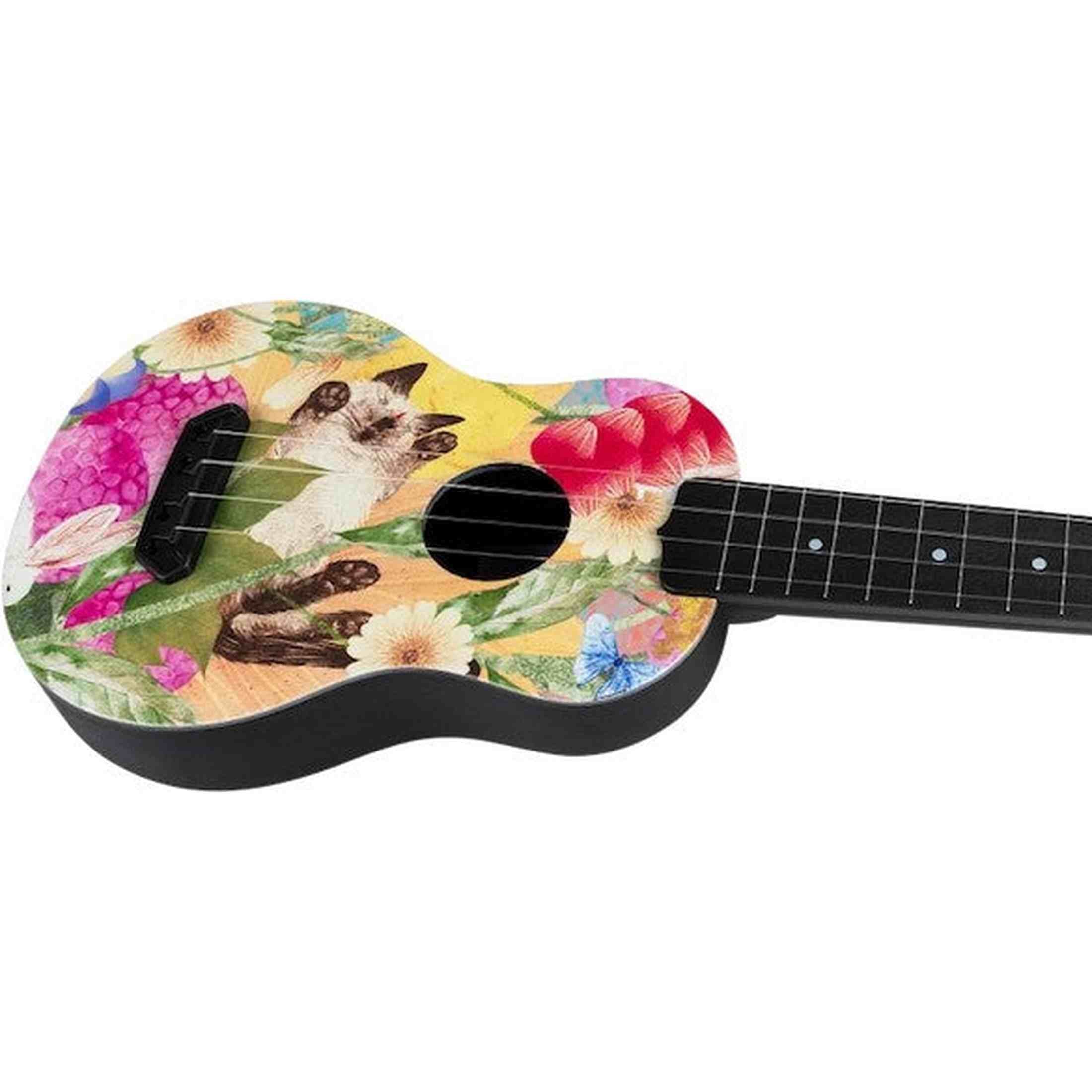 Flight UTS-42 SUMMER CAT Ultra Travel Soprano Ukulele met Polycarbonate Body en Fluorocarbon Snaren