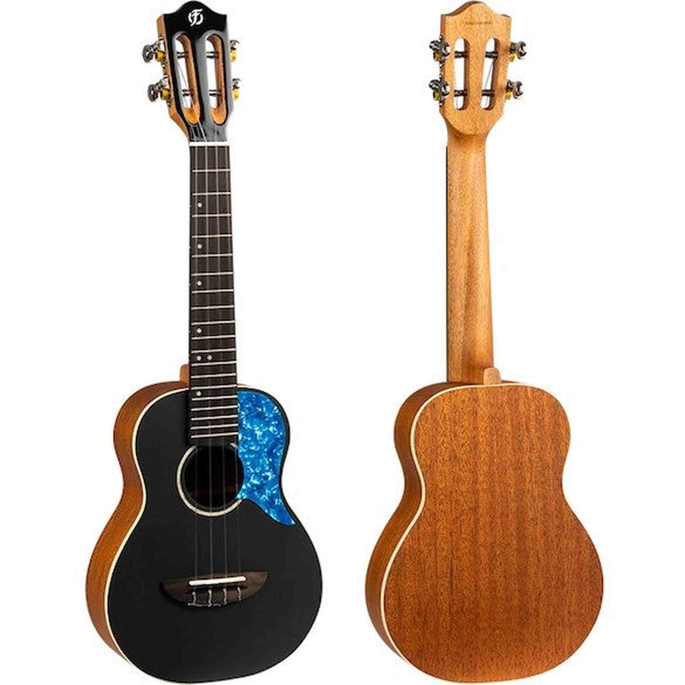 Flight Iris Concert BK Ukulele met Solid Spruce Top, Mahogany Body en Zwarte Afwerking