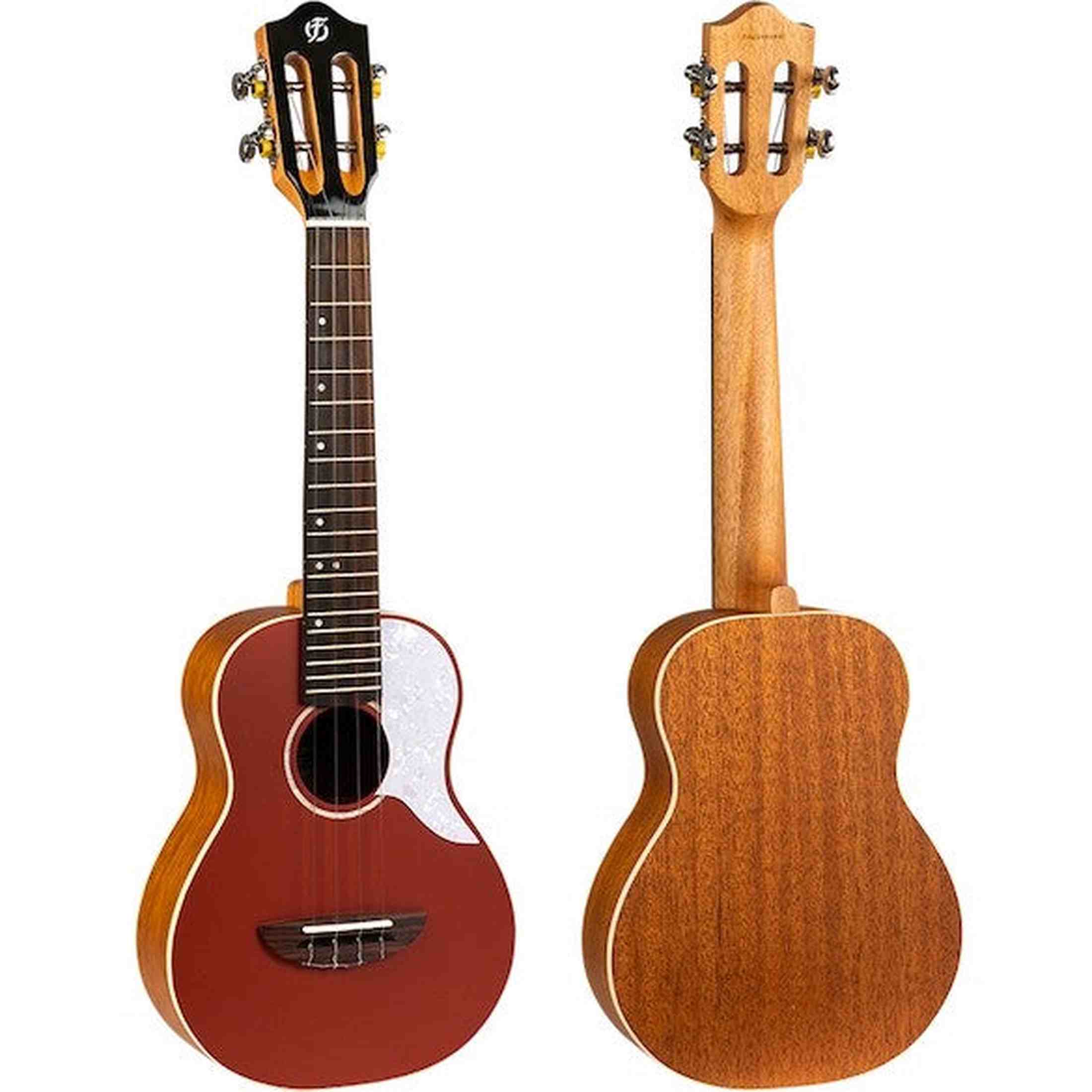 Flight Iris Concert RD Ukulele met Solid Spruce Top, Mahogany Body en Rode Afwerking