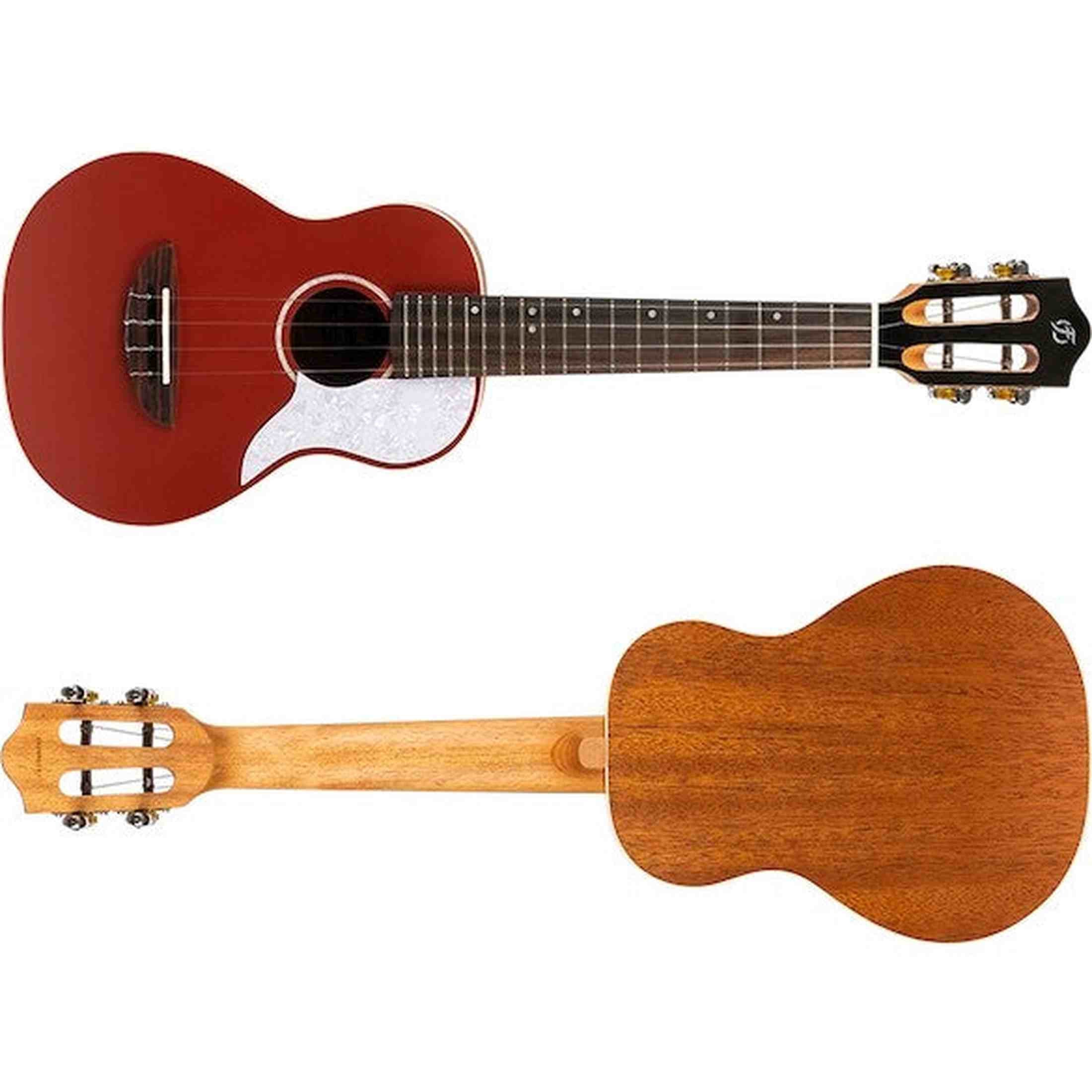 Flight Iris Concert RD Ukulele met Solid Spruce Top, Mahogany Body en Rode Afwerking