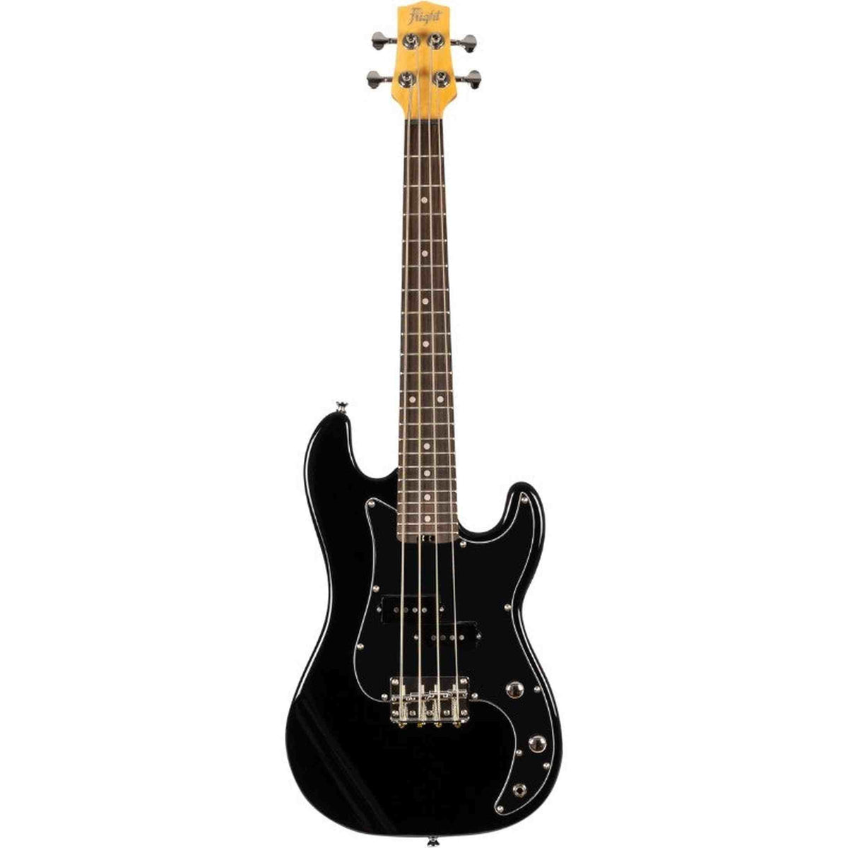 Flight Mini Bass Lite BK Elektrische Mini Bas Ukulele Zwart met Poplar Body en Alnico 5 P-Style Pickup