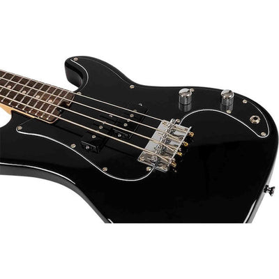 Flight Mini Bass Lite BK Elektrische Mini Bas Ukulele Zwart met Poplar Body en Alnico 5 P-Style Pickup