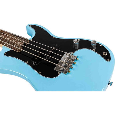 Flight Mini Bass Lite BL Elektrische Mini Bas Ukulele Blauw met Poplar Body en Alnico 5 Pickup