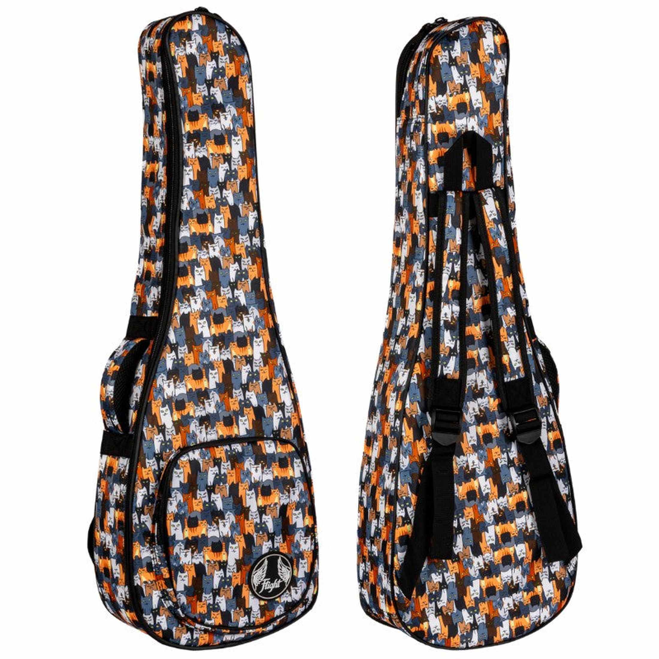 Flight FUB-B-CATS Gevoerde Gigbag voor Baritone Ukulele met Cats Design en Accessoirevak