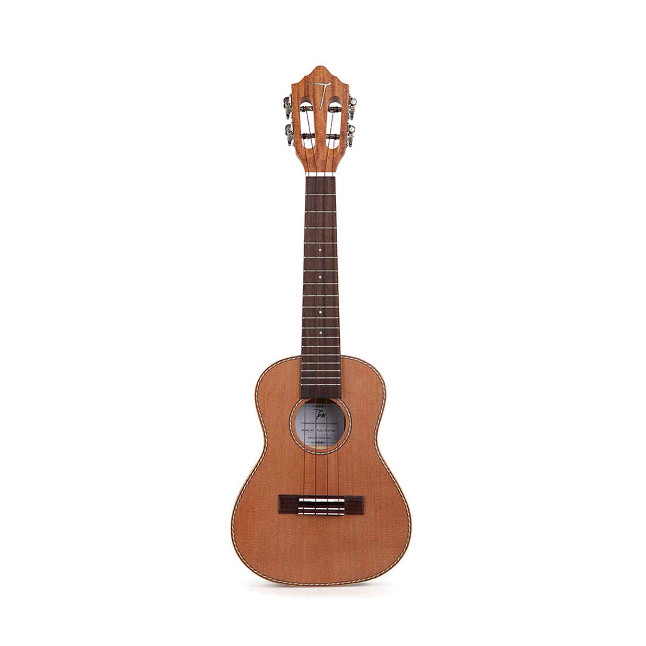 TOM 790 Thinline Concert Ukelele met Massief Red Cedar Bovenblad en Luxe Hoes