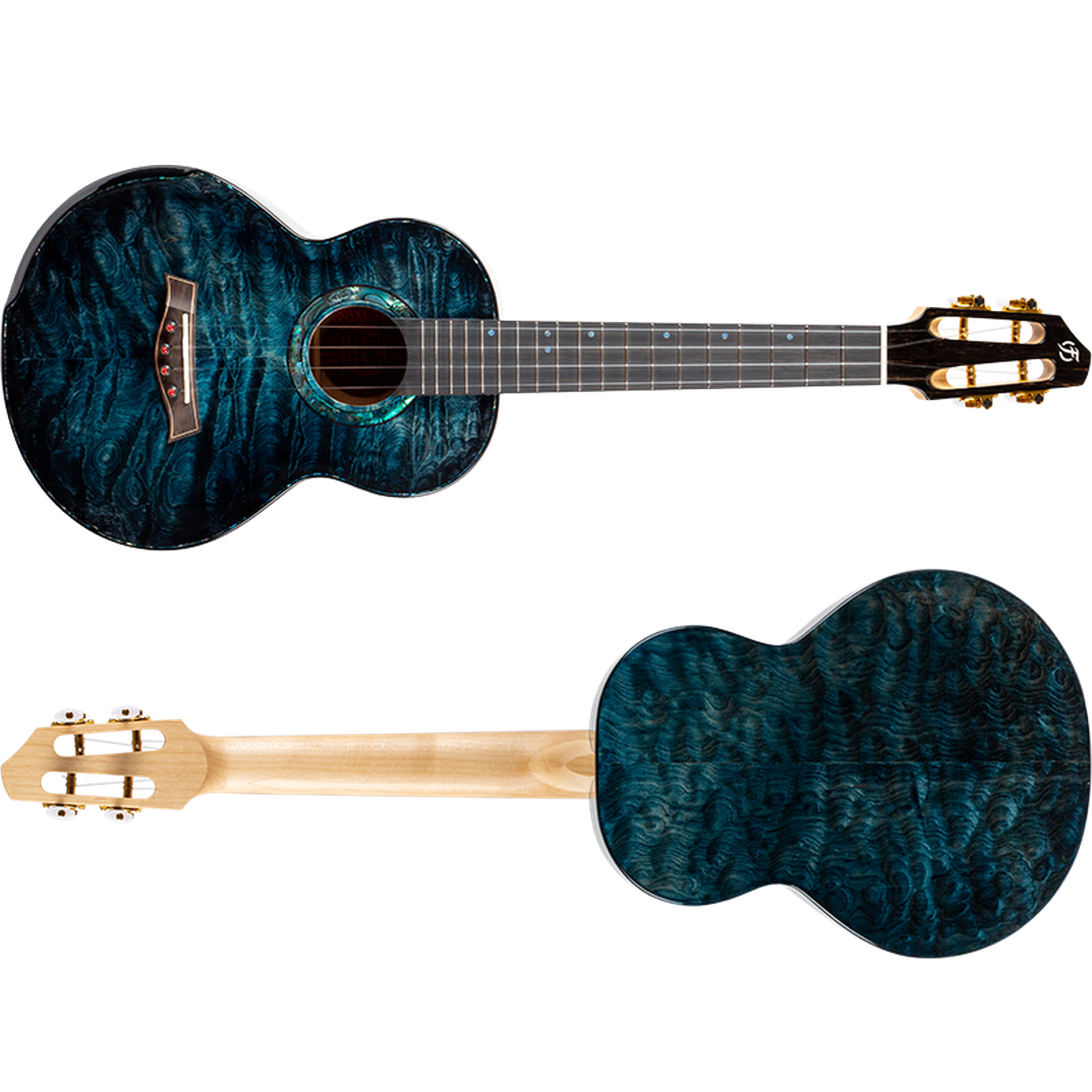 Flight A10QM A10 Volmassief Tenor Ukulele - Gequilte Esdoorn Blauw