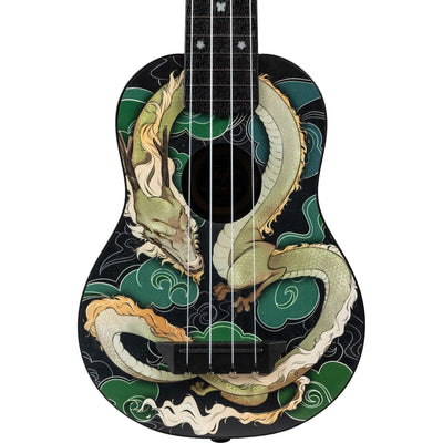 Flight TUS Jade Dragon Soprano Ukulele met Linden Top, ABS Body en Dragon Print