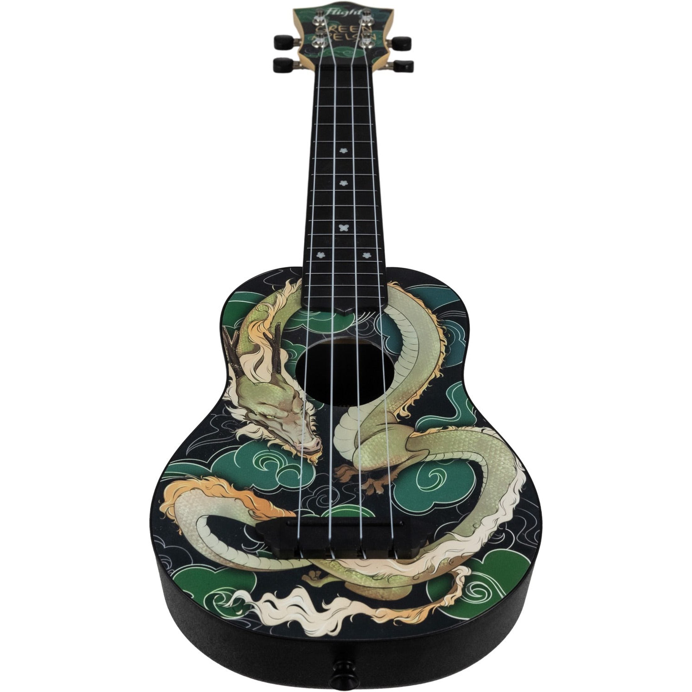 Flight TUS Jade Dragon Soprano Ukulele met Linden Top, ABS Body en Dragon Print