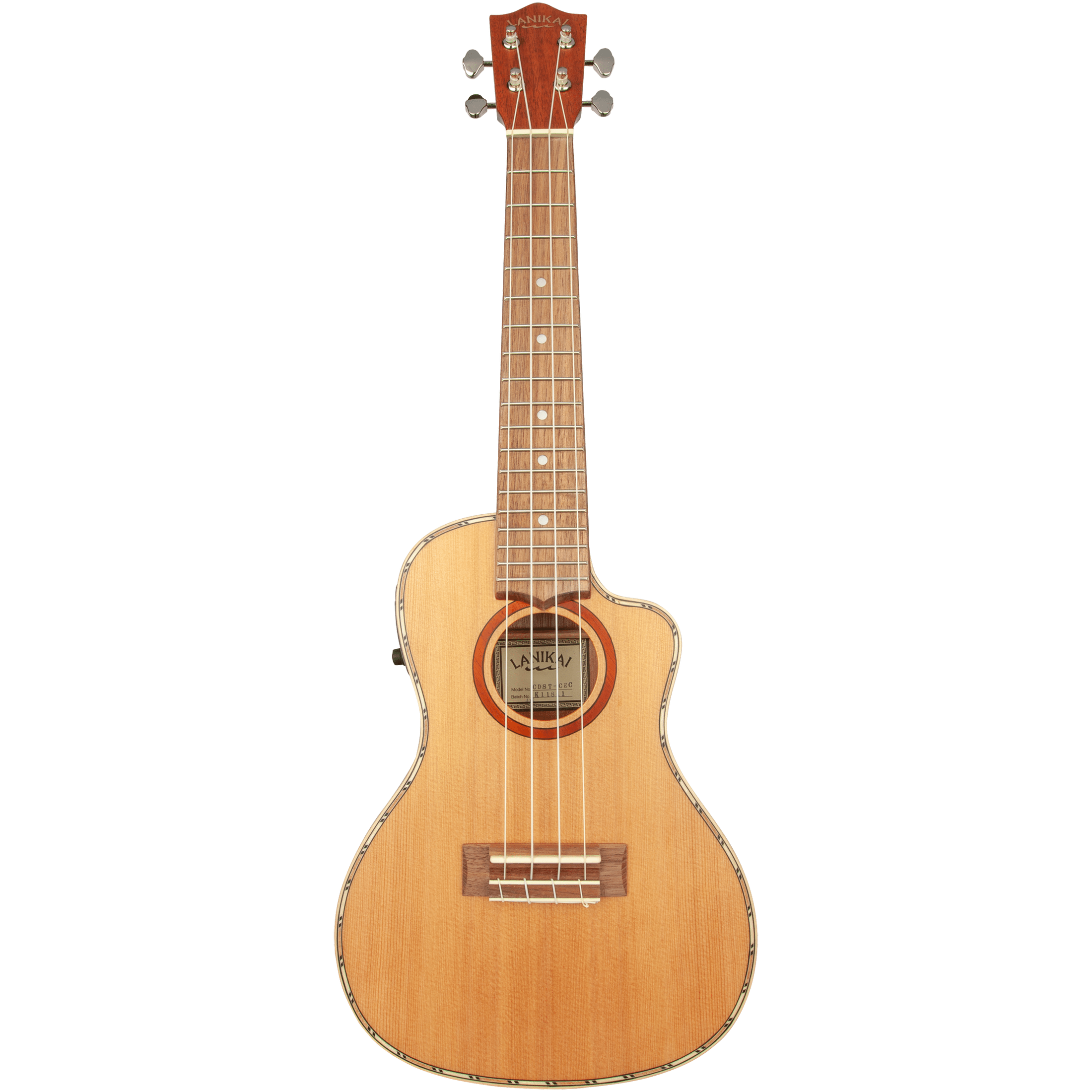 LANIKAI LKUCDSTCEC Concertukelele, Cedar Solid Top Serie, Voorversterker, Tas