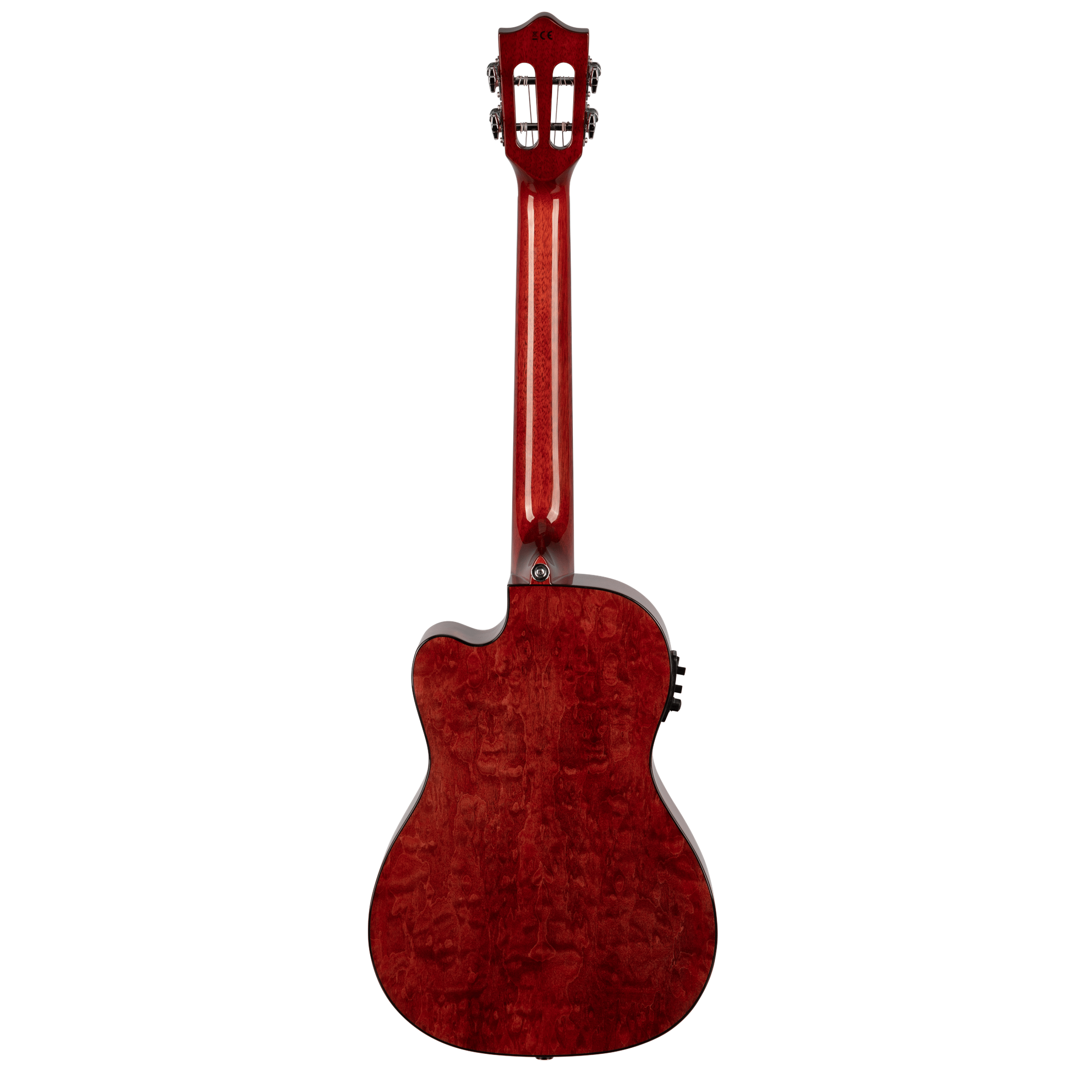 LANIKAI LKUQM-RDCEB Baritonukulele, Quilted Maple Serie, Red, Cutaway, Preamp, Sof