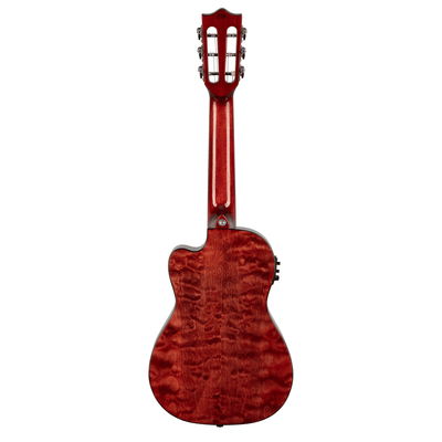 LANIKAI LKUQM-RDCEG Guitarlele, Quilted Maple Serie, Red, Cutaway, Preamp, Softcas