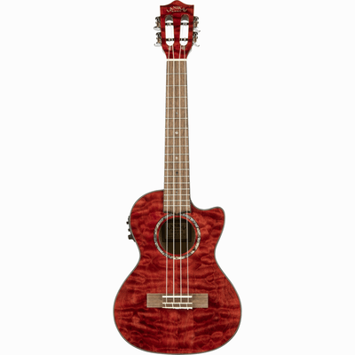 LANIKAI LKUQM-RDCET Tenorukelele, Quilted Maple-serie, rood, cutaway,voorversterke