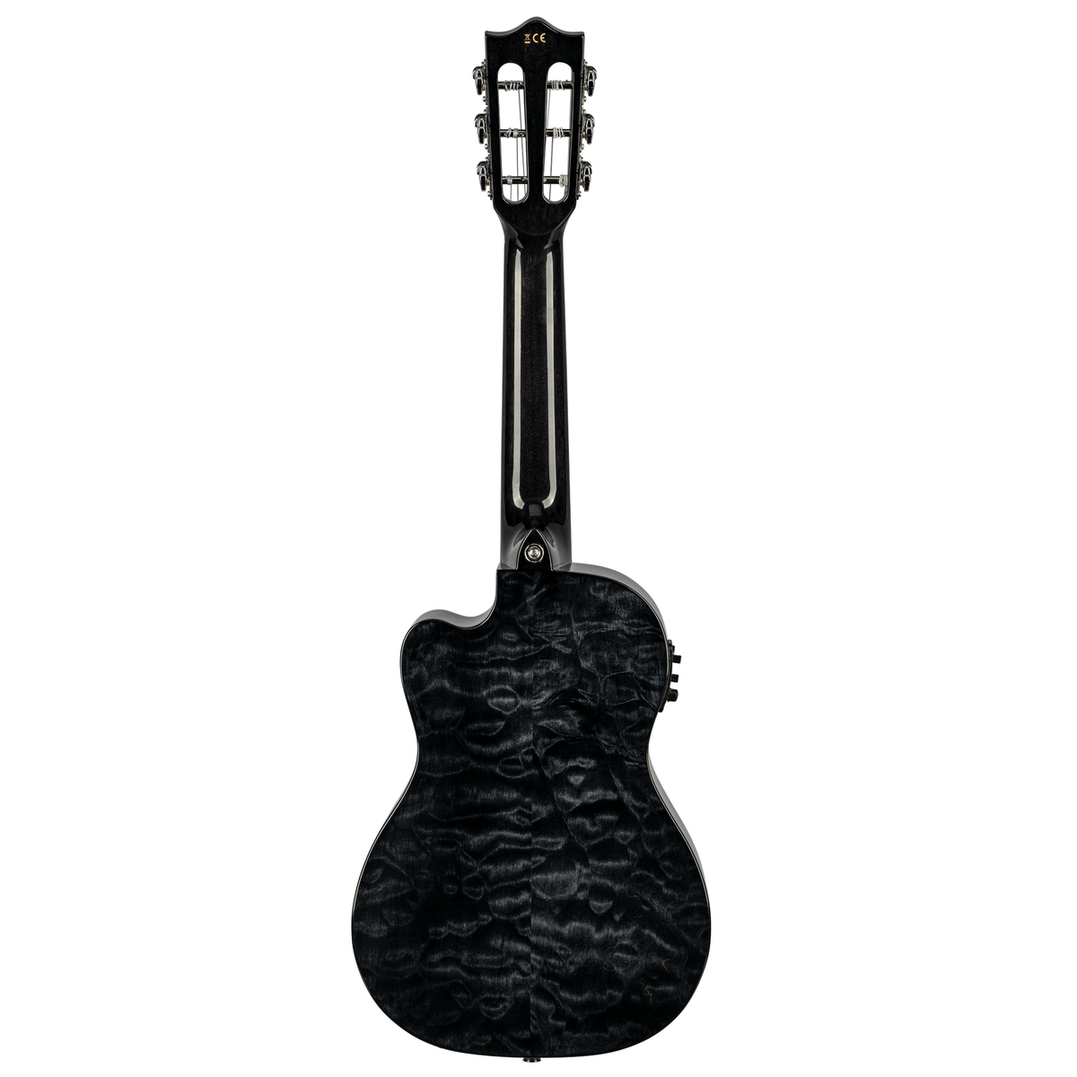 LANIKAI LKUQMBKCEG Guitarlele, Quilted Maple Serie, Black, Cutaway, Preamp, Softc