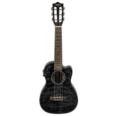 LANIKAI LKUQMBKCEG Guitarlele, Quilted Maple Serie, Black, Cutaway, Preamp, Softc