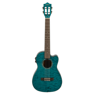 LANIKAI LKUQMBLCEB Baritonukelele, Quilted Maple Serie, Blue, Cutaway, Preamp, So