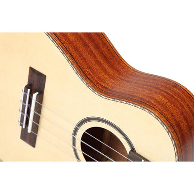 TOM 280 Concert Ukulele Massief Sparren met Mahonie Afwerking en Luxe Hoes