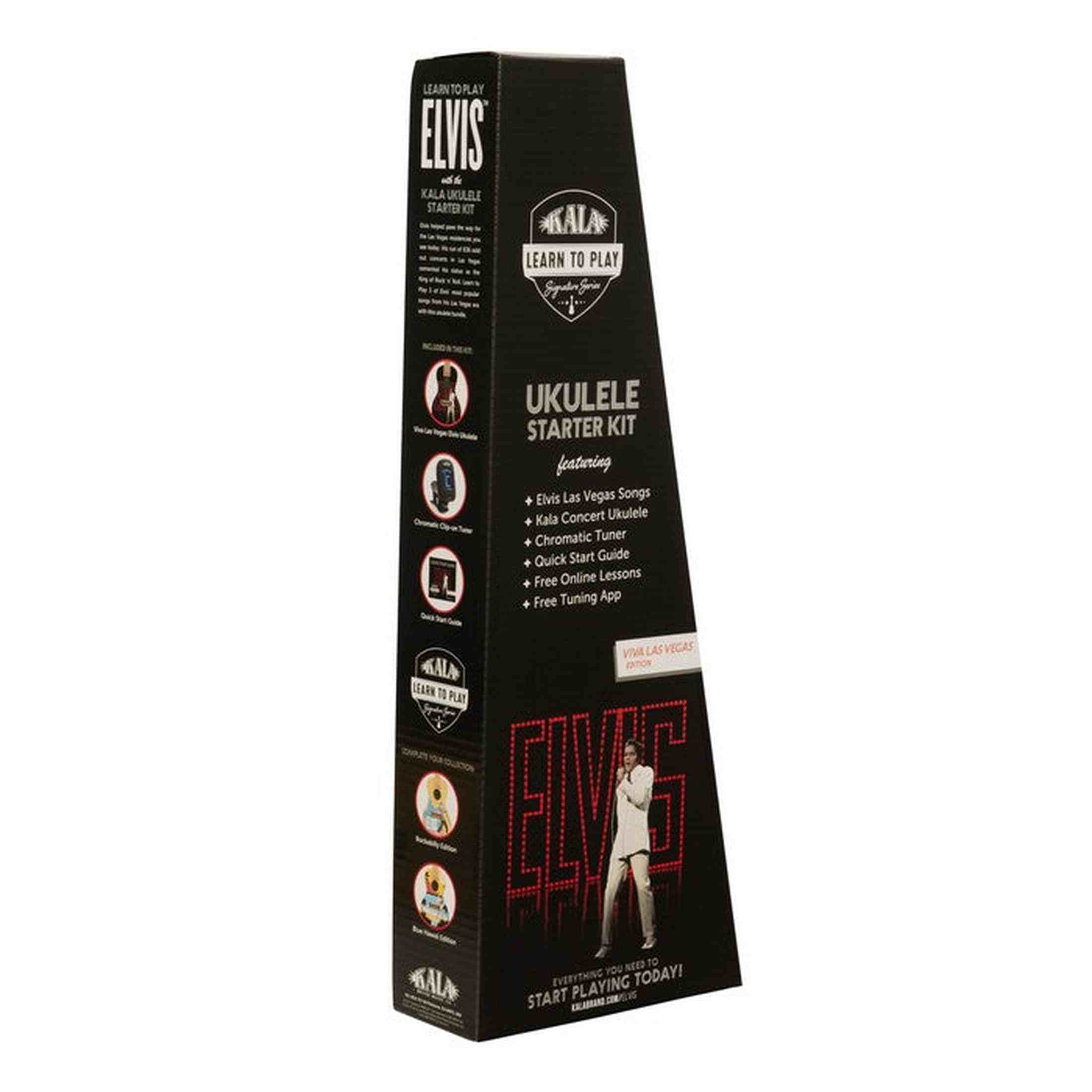 Kala Learn To Play Elvis Viva Las Vegas concert ukulele starterkit – Grafisch sparren bovenblad, met tuner, lessen en Elvis-songboek